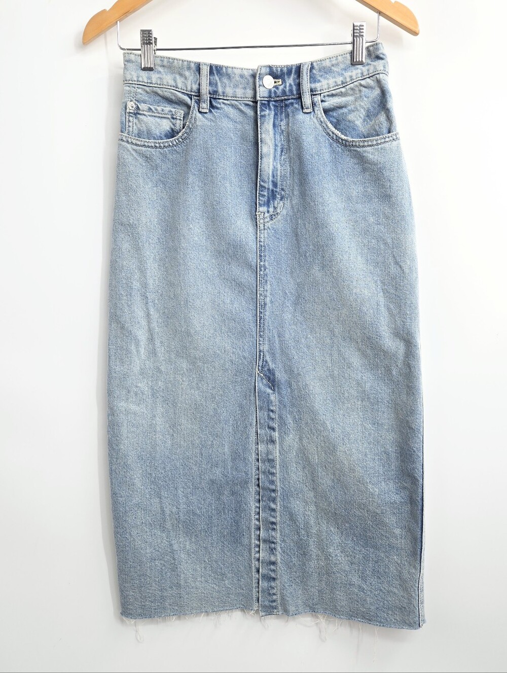 We The Free‎ Denim Skirt Light Wash Midi Pencil Size 27